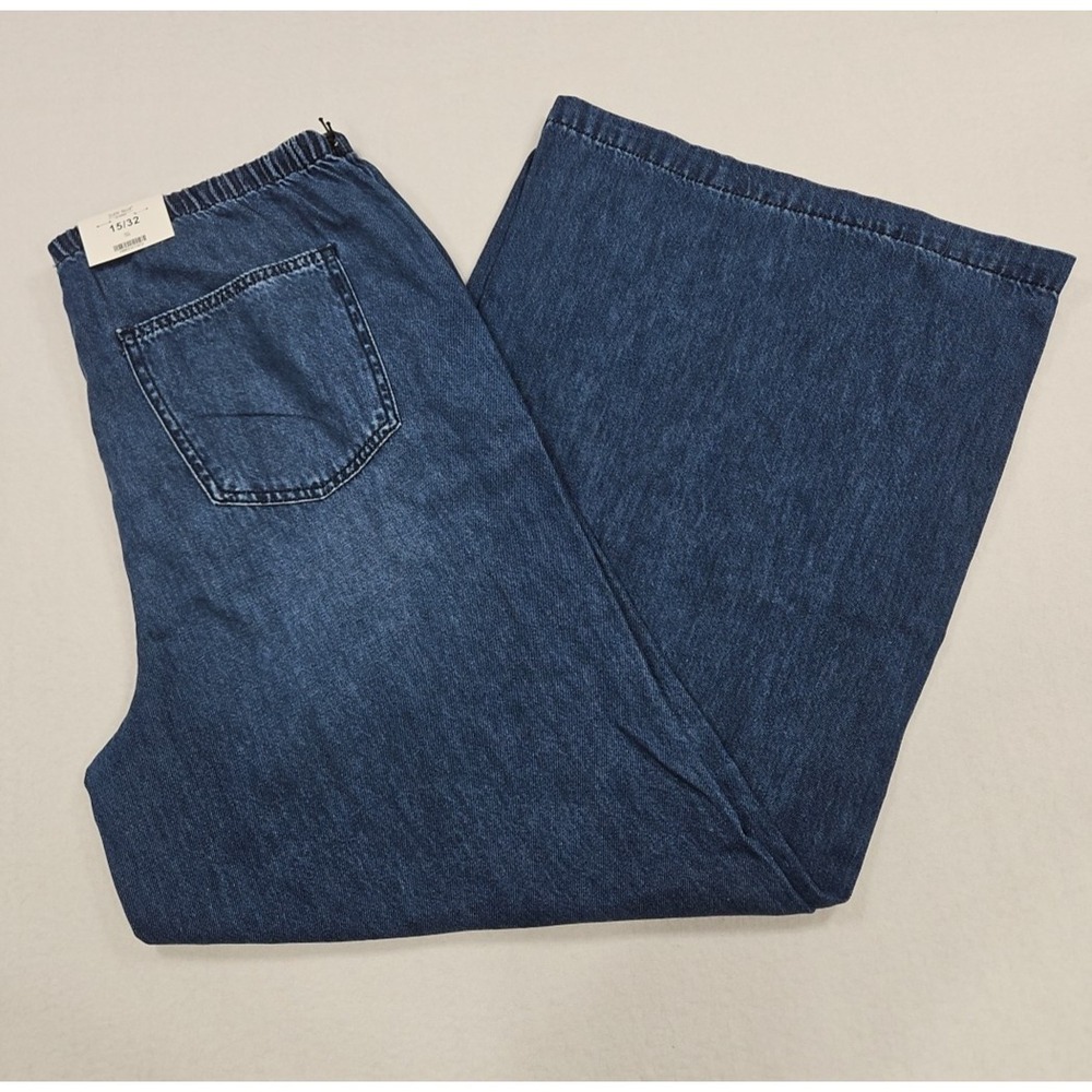 Judy Blue High Waist Wide Leg Elastic Waistband Drawstring Palazzo Denim 15/32